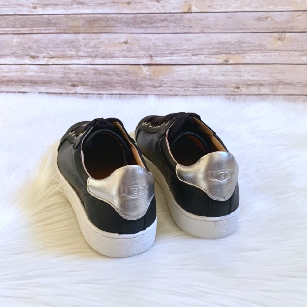UGG Women’s Milo Black Leather Sneakers - Picture 3 of 7